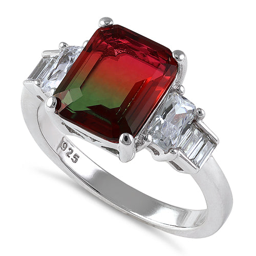 Sterling Silver Bi-Color Watermelon CZ Ring