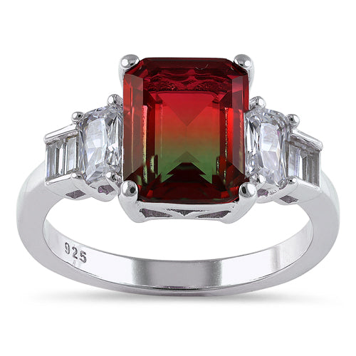 Sterling Silver Bi-Color Watermelon CZ Ring