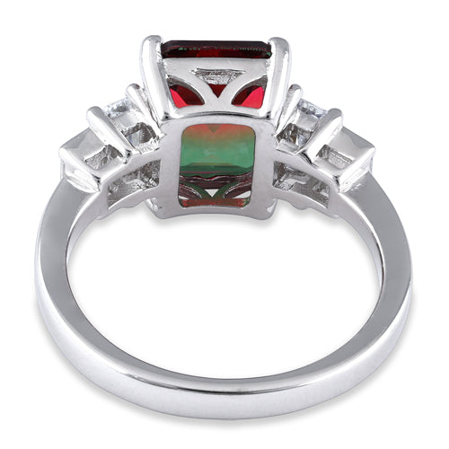 Sterling Silver Bi-Color Watermelon CZ Ring