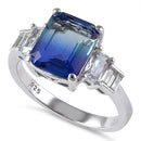 Sterling Silver Bi-Color Blue Sky Ombre CZ Ring