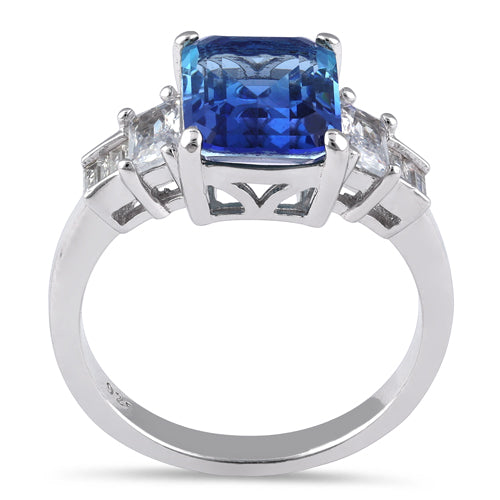 Sterling Silver Bi-Color Blue Sky Ombre CZ Ring