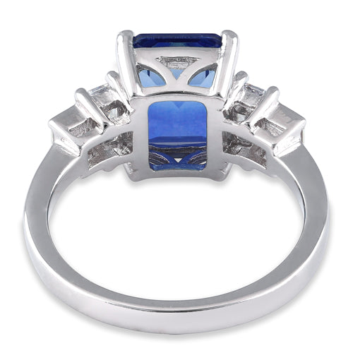Sterling Silver Bi-Color Blue Sky Ombre CZ Ring