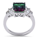 Sterling Silver Bi-Color Purple & Green Ombre CZ Ring