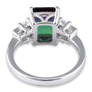 Sterling Silver Bi-Color Purple & Green Ombre CZ Ring