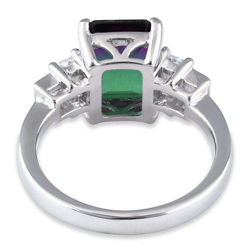 Sterling Silver Bi-Color Purple & Green Ombre CZ Ring