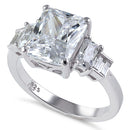 Sterling Silver Emerald Cut Clear CZ Ring