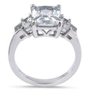 Sterling Silver Emerald Cut Clear CZ Ring