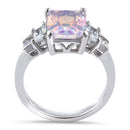 Sterling Silver Iridescent Emerald Cut CZ Ring