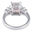 Sterling Silver Iridescent Emerald Cut CZ Ring