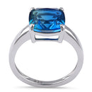 Sterling Silver Bi-Color Blue Green Ombre Cushion Cut CZ Ring