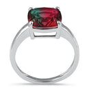 Sterling Silver Bi-Color Watermelon Cushion Cut CZ Ring