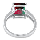Sterling Silver Bi-Color Watermelon Cushion Cut CZ Ring