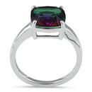 Sterling Silver Bi-Color Purple & Green Ombre Cushion Cut CZ Ring
