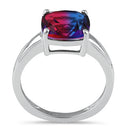 Sterling Silver Bi-Color Blue & Red Ombre Cushion Cut CZ Ring