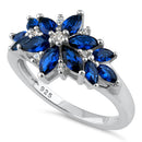 Sterling Silver Blue Flower CZ Ring