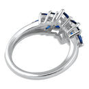 Sterling Silver Blue Flower CZ Ring