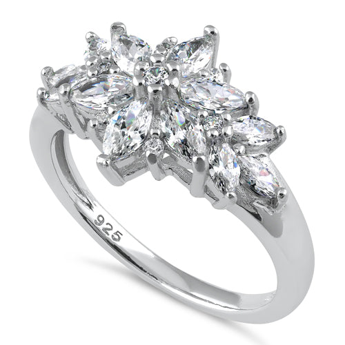Sterling Silver Clear Flower CZ Ring
