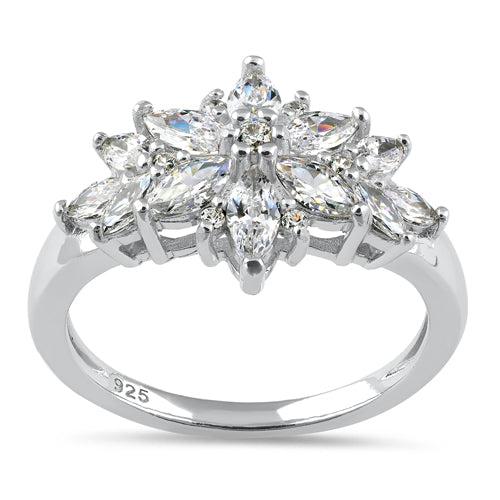 Sterling Silver Clear Flower CZ Ring