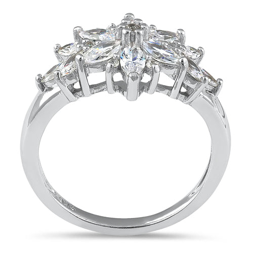Sterling Silver Clear Flower CZ Ring