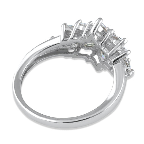 Sterling Silver Clear Flower CZ Ring