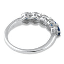 Sterling Silver Elegant Five-Stone Oval Blue CZ Ring