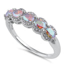 Sterling Silver Elegant Five-Stone Oval Iridescent CZ Ring