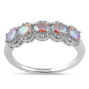 Sterling Silver Elegant Five-Stone Oval Iridescent CZ Ring