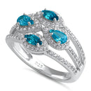 Sterling Silver Four-Stone Blue Topaz CZ Cluster Ring