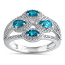 Sterling Silver Four-Stone Blue Topaz CZ Cluster Ring