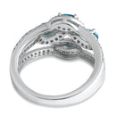 Sterling Silver Four-Stone Blue Topaz CZ Cluster Ring