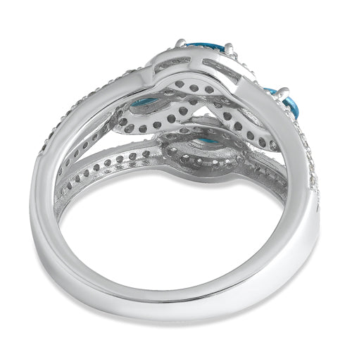Sterling Silver Four-Stone Blue Topaz CZ Cluster Ring