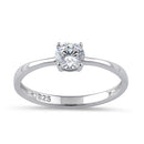 Sterling Silver 5mm Round Cut Basket Setting CZ Ring