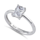 Sterling Silver 5X7mm Octagon Emerald Cut CZ Ring