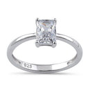 Sterling Silver 5X7mm Octagon Emerald Cut CZ Ring