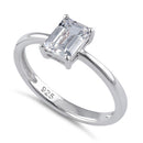 Sterling Silver 5X7mm Octagon Radiant Cut CZ Ring