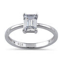 Sterling Silver 5X7mm Octagon Radiant Cut CZ Ring