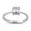 Sterling Silver 5mm Square Step Cut CZ Ring