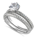 Sterling Silver Round 6.5mm CZ Solitaire Engagement Ring Set