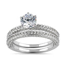 Sterling Silver Round 6.5mm CZ Solitaire Engagement Ring Set