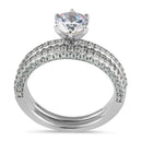 Sterling Silver Round 6.5mm CZ Solitaire Engagement Ring Set
