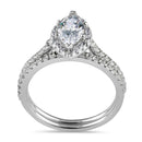 Sterling Silver 5x10mm CZ Marquise Halo Engagement Ring Set