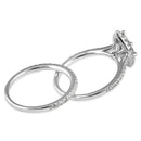 Sterling Silver 5x10mm CZ Marquise Halo Engagement Ring Set