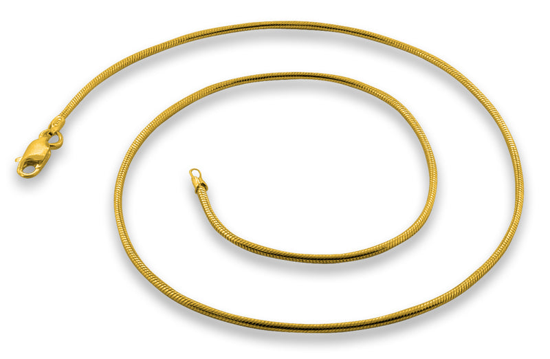 14K Gold Plated Sterling Silver Snake Chain 0.9MM