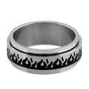 Stainless Steel Flaming Spinner Band Ring