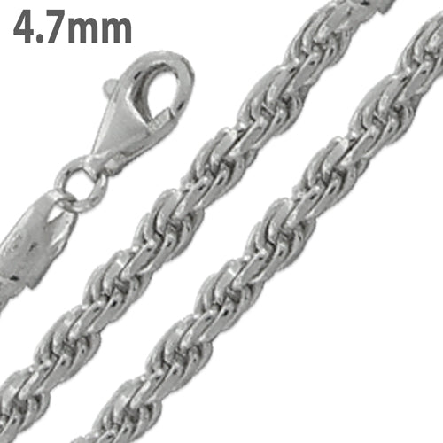 Sterling Silver Rope Chain 4.8MM for sale.