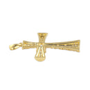 Solid 14K Gold Textured Pattern Cross CZ Pendant