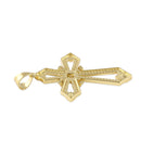 Solid 14K Gold Large Dazzling Cross Pointed CZ Pendant