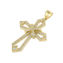 Solid 14K Gold Large Dazzling Cross Pointed CZ Pendant