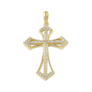 Solid 14K Gold Cross Pointed CZ Pendant
