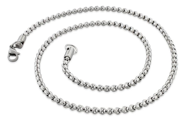 Stainless Steel Round Box Chain Necklace 3.5 MM